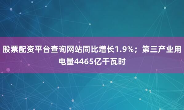 股票配资平台查询网站同比增长1.9%；第三产业用电量4465亿千瓦时